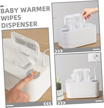2pcs Baby Wipe Warmer Dispenser Large Capacity Portable for Travel Easy Push Button Heat Newborn Friendly