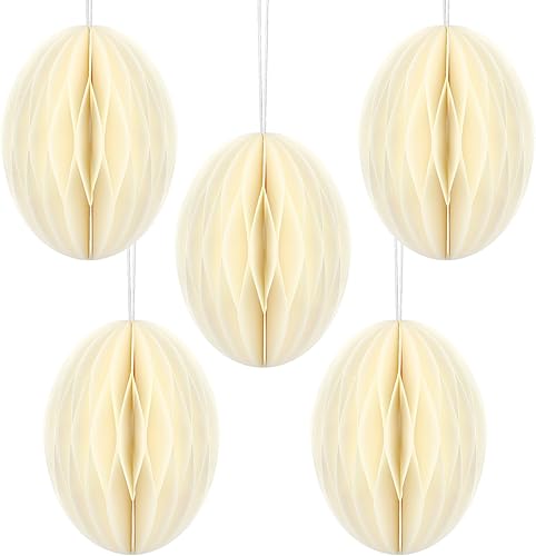 Tenare 24 piezas de adornos de huevos colgantes de Pascua, centros de mesa de panal de abeja 3D, pompones de papel de panal para guirnalda, fiesta disponible en Yaxa Colombia