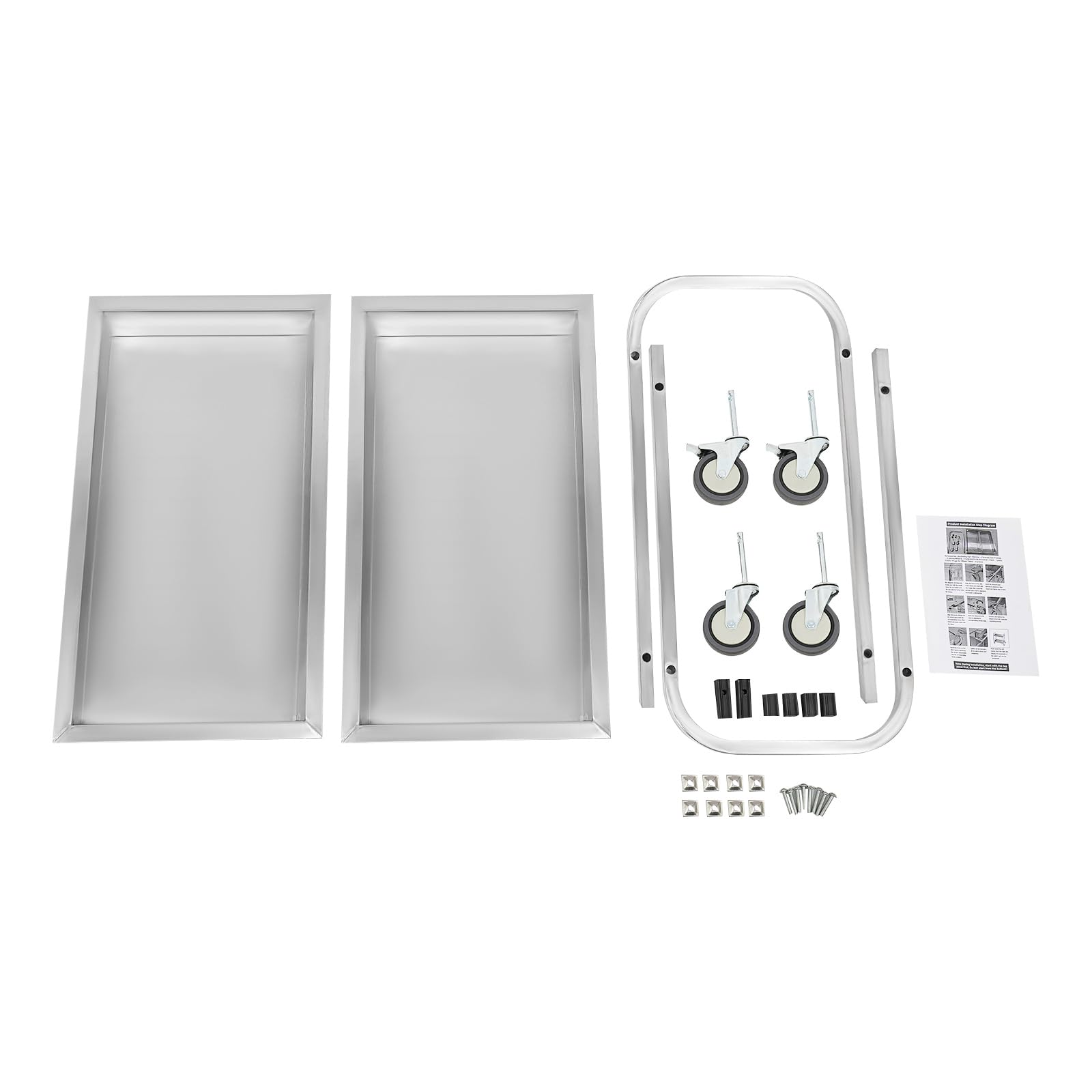 Carro de servicio con ruedas de 2 Davon, carro de cocina de acero inoxidable 201 con 2 niveles, carro de bar hasta 75 kg, clásico y duradero, carrito para servicio y personal de cocina, 85