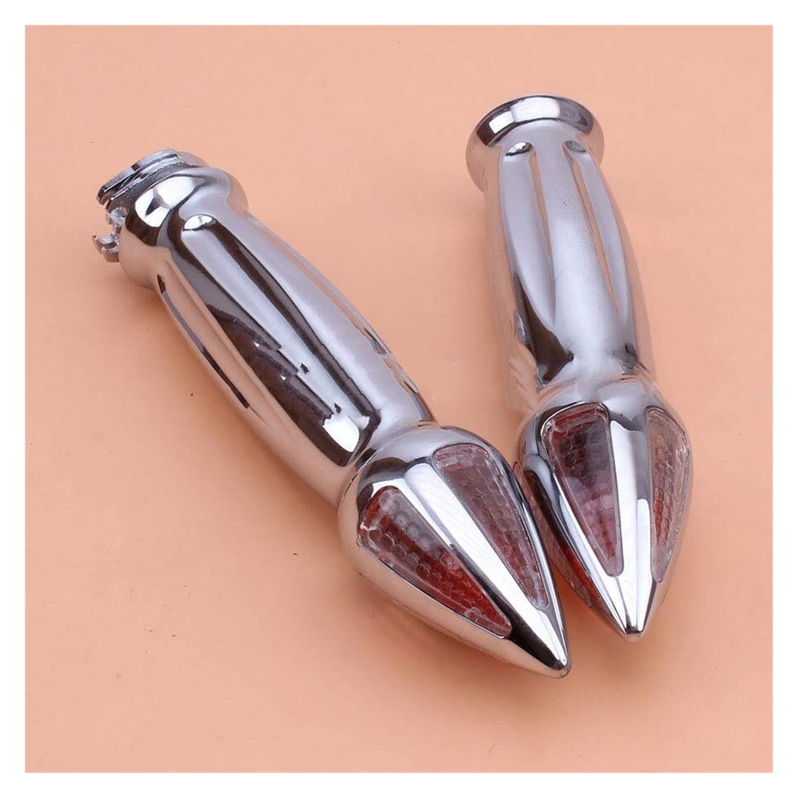 Moto In Alluminio Cromato 1 "Impugnatura Manubrio + Manopole Bar End Indicatore di direzione Luce Ambra per Har&ley Choppers Hond VTX 1300 Manopole manubrio