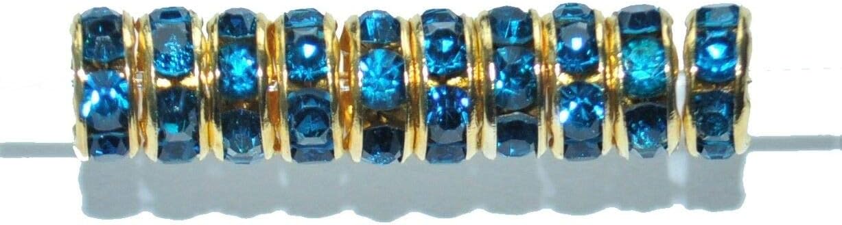 100 pcs Gold rondelle Spacer Beads, 8 mm, Grade A (Blue)