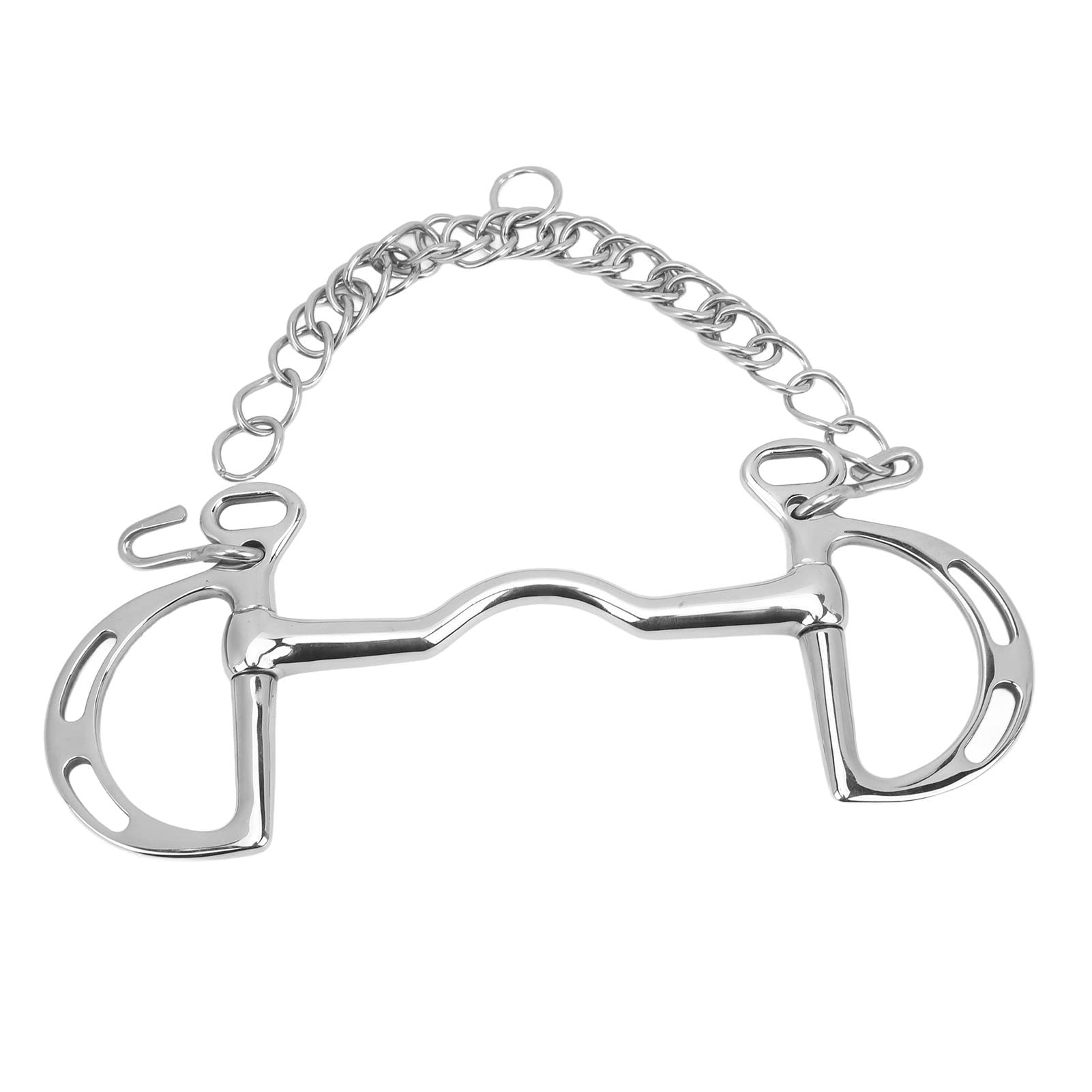 Broca de filete de caballo con anillo en D de acero inoxidable con cadena Broca de boca de caballo de 135 mm Equipo de entrenamiento de caballos duradero antimordeduras par