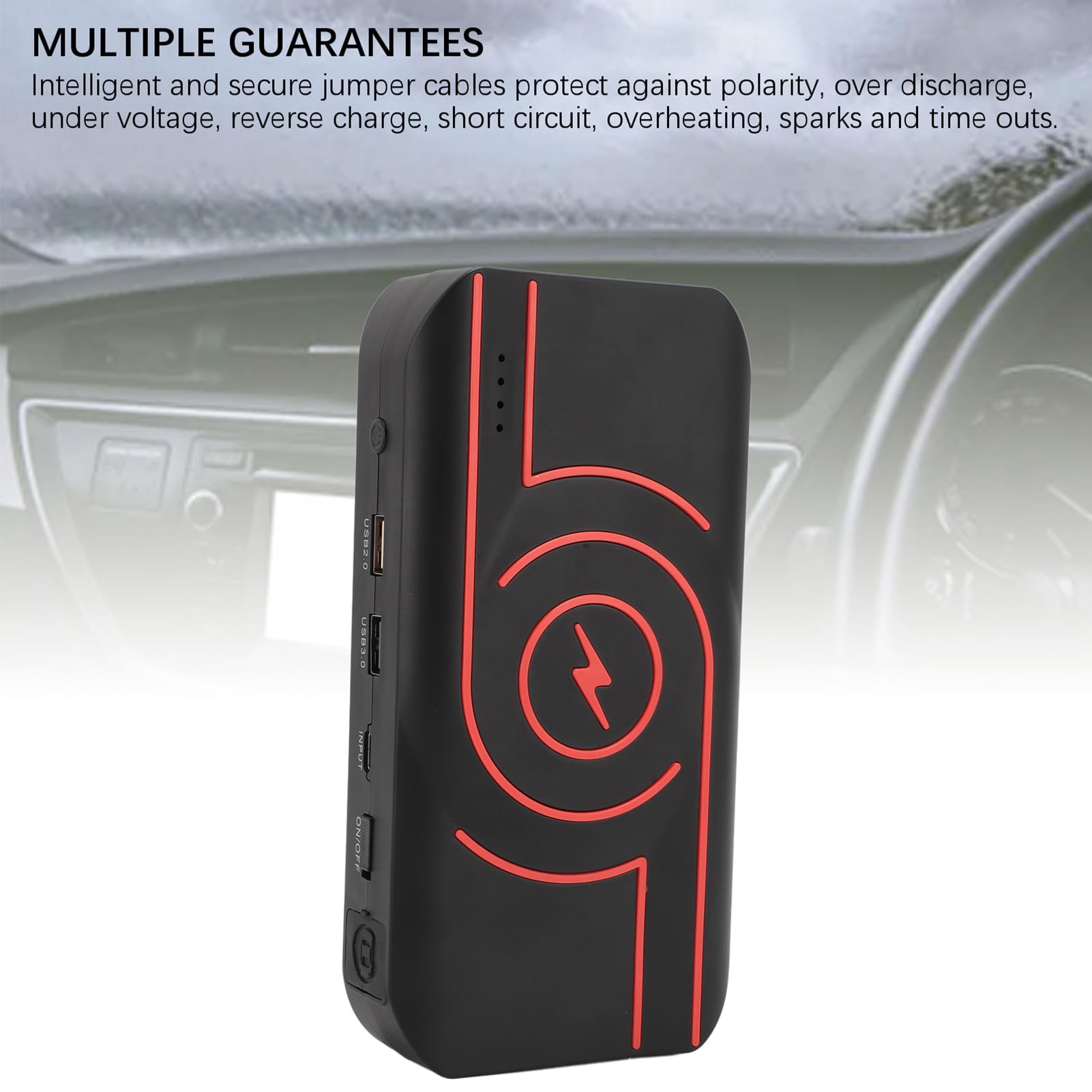 Booster Batteria per Auto con Torcia a LED 8000mAh Alimentazione Mobile per Situazioni di Emergenza