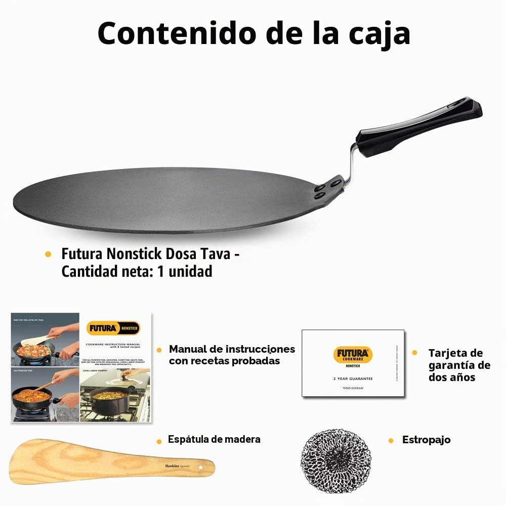 Futura Hawkins Q41 Antiadherente Dosa Tava Plano/Plancha, Negro, 11"