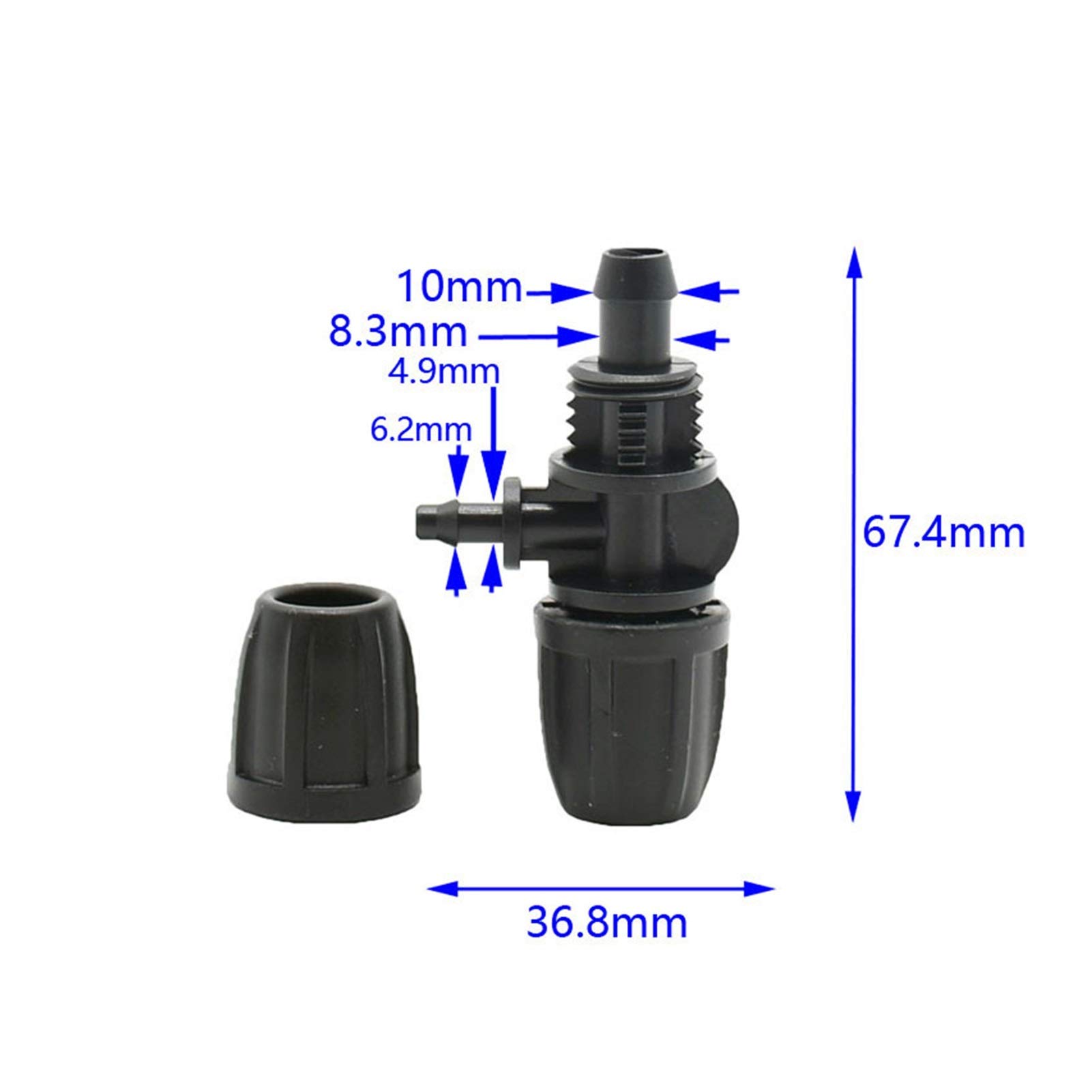 sistemas de riego riego eficaz Conector roscado de 3 vías for manguera con conector en T reductor de 8/11 a 4/7 con conector de 3/8" y 1/4" for sistema de suministro de agua.