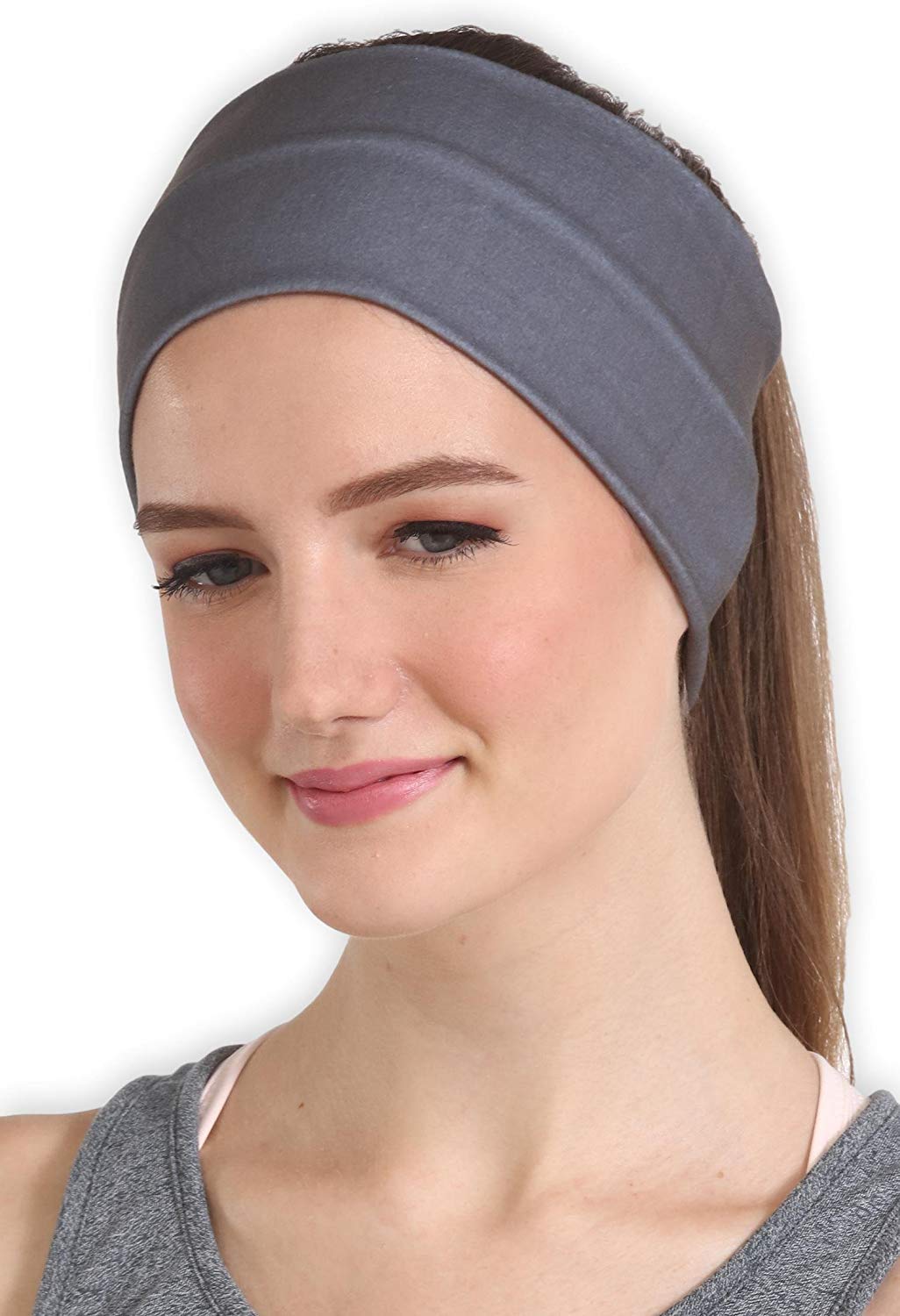 BISMAADH Headband for Women, Versatile Solid Headband Hair Wrap Multi-Style Casual Sports Headwear, Stretchy Breathable Moisture Wicking Microfiber Head Wrap for Workout, Running, Yoga