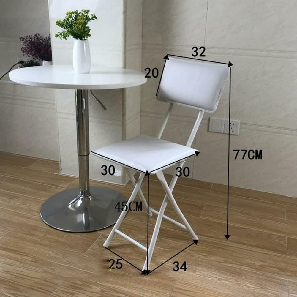 Portable Folding Chair Upholstered Foldable Kitchen Dining with Padded Seat and Back for Home Office （Black/White/Brown） (Color : Red-Black) (White)