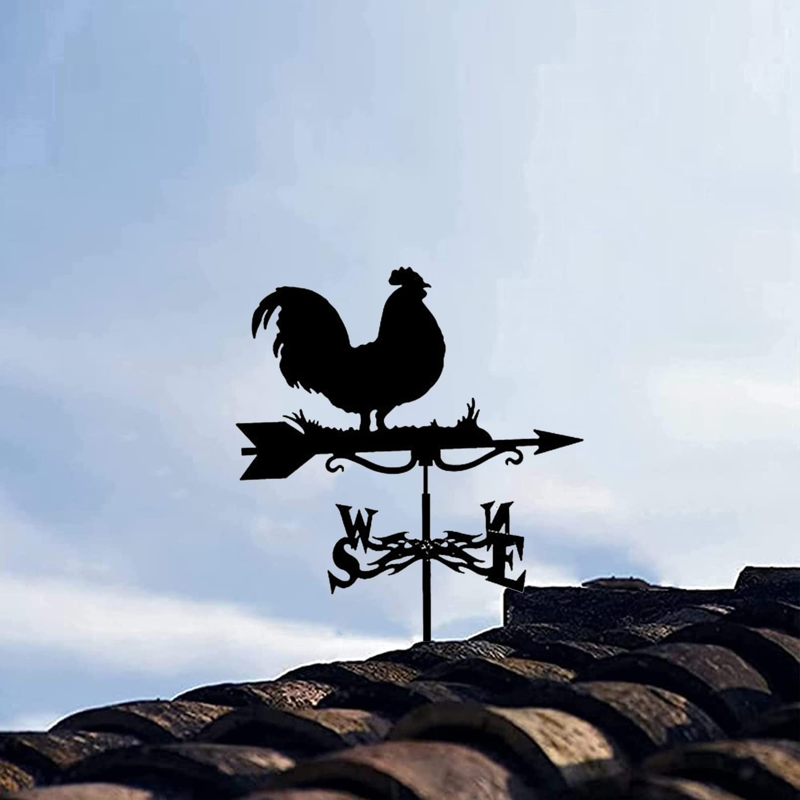 Girouette créative en Forme de Coq en Acier Inoxydable, indicateur de Direction du Vent en métal, Ornements artisanaux pour décoration de Jardin et de Patio