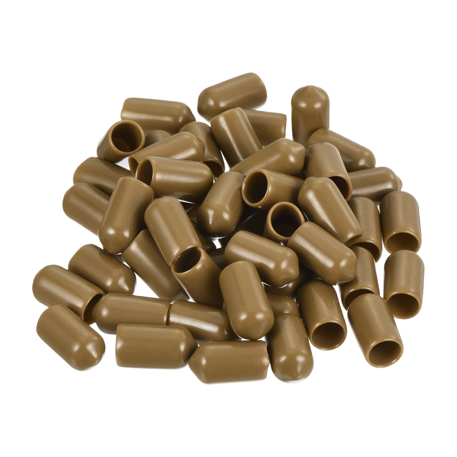uxcell 100pcs Rubber End Caps 8mm(5/16") ID Vinyl PVC Round Tube Bolt Cap Cover Screw Thread Protectors Light Brown