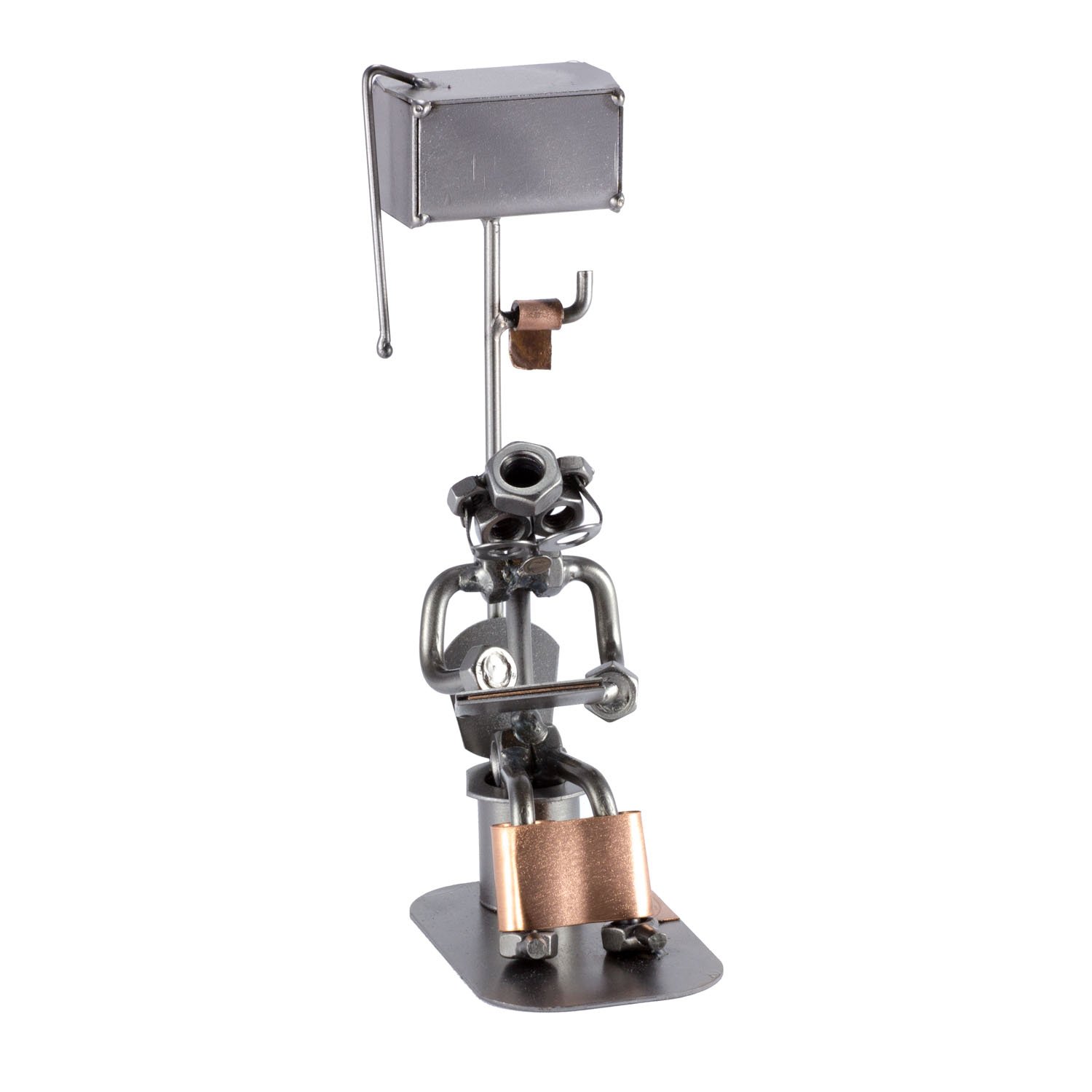 Steelman24 Schroefmannetje autoverkoper met visitekaarthouder I Made in Germany I handwerk I cadeau-idee I stalen figuur I metalen figuur I metalen mannetje