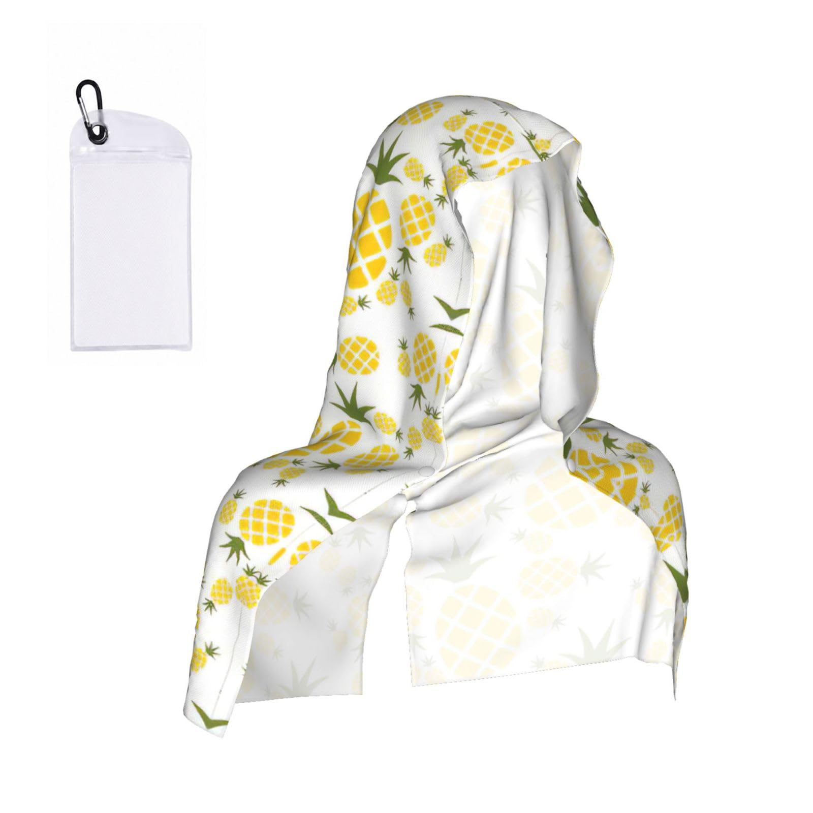 DUWAA Pineapple.. Print Reusable Hoodie Cooling Neck Wrap, Hot Weather Outdoor Sports Workout Head Towel For Stay Chill