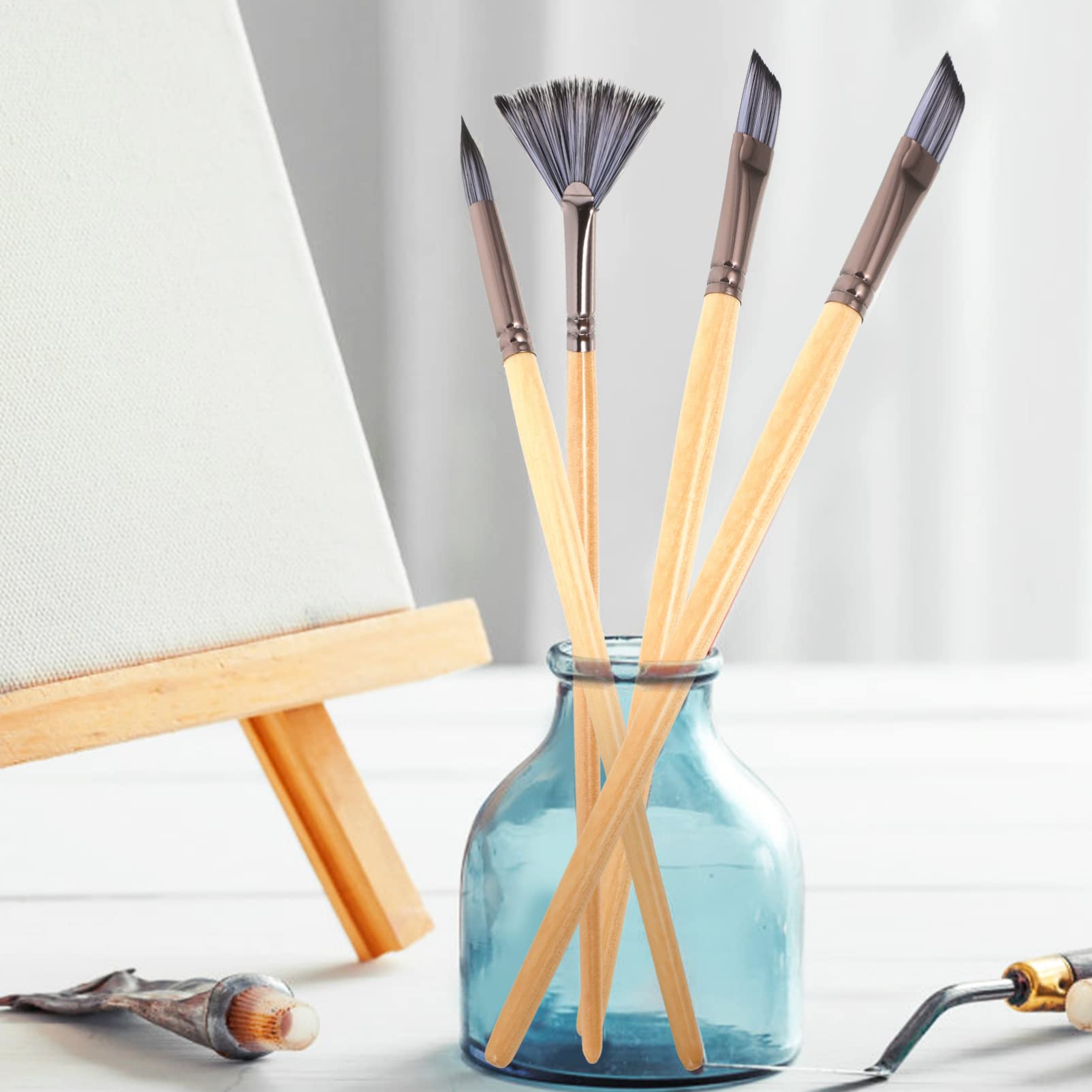 EXCEART Set de 24 Pinceaux D’Art en Bois et Nylon pour Peinture Artistique