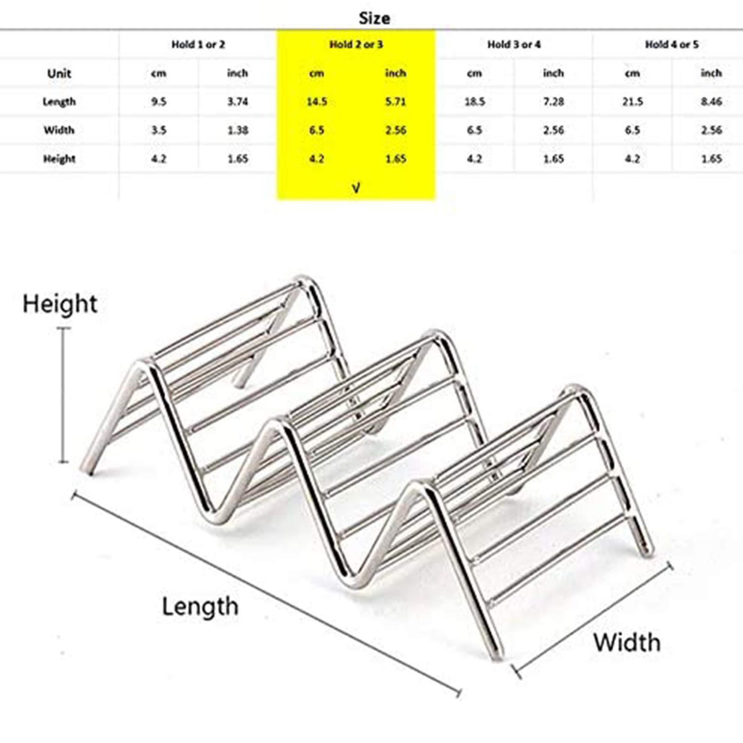 Supporto Per Tacos In Acciaio Inossidabile - Rack Per Panini E Tortillas | Usabile In Forno E Lavastoviglie - Foto 4