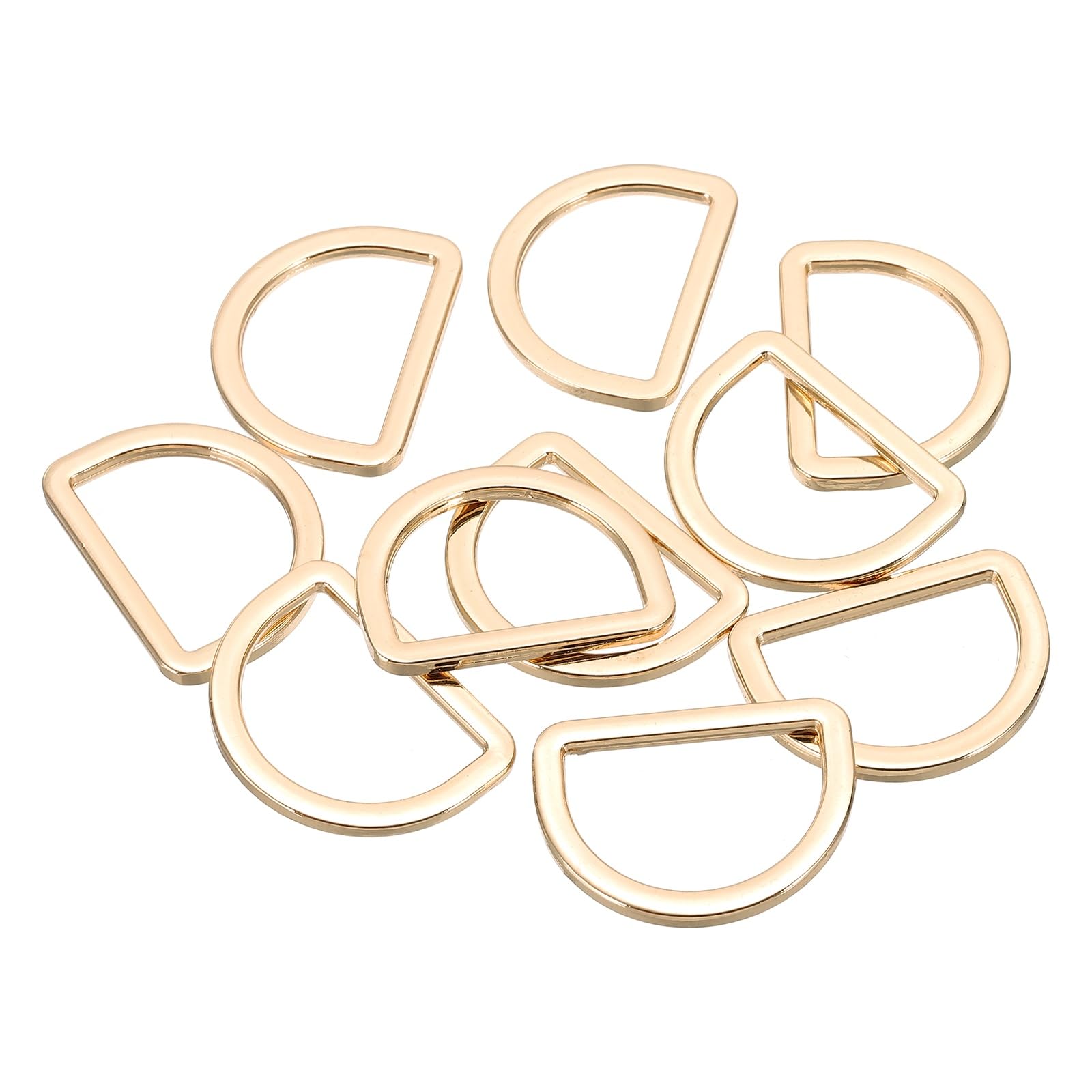 PATIKIL Metal D Ring, 10Pcs 25mm Flat Metal D Buckle Solid Dee Rings 17mm for Bags Backpack Wallets Leather Straps Webbing Pet Collars Hardware Assorted, Gold