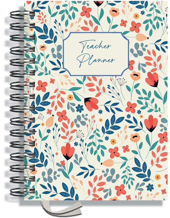 Teacher Planner 2026-2027 A5 size by Pirongs | 6 Lesson Planner for Teachers | Page a day | DATED, Hardback, Wiro-bound Teachers Planner - Floral