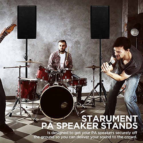 Pa Speaker Stands Pair Pro Adjustable Height with 50 Cable Ties Kit To Secure Cable to stand (2 Stands) 6ft Tripod Speaker stands by Starument - Thumbnail 5