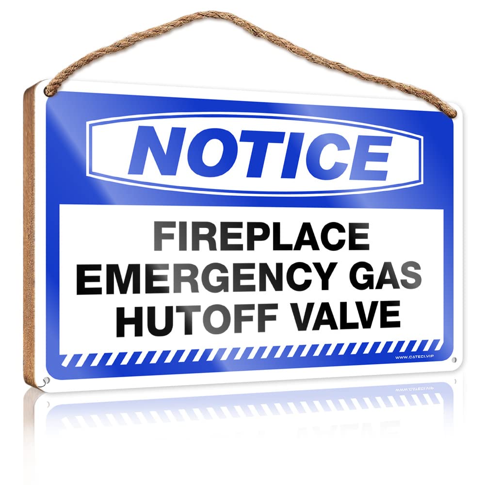 Hangding Wood Sign Notice Fireplace Emergency Gas Shutoff Valve Wooden Sign Fall Porch Sign Man Cave Furniture(23X35CM)