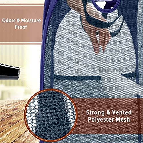 Image of HOUSE AGAIN 2Pack Strong Mesh Pop Up Laundry Hamper, 70L Collapsible Laundry Basket with Steel Frame, Double‑Stitched Handles & Side Pocket, Foldable Dirty Clothes Hamper for Dorm, Bedroom, Blue