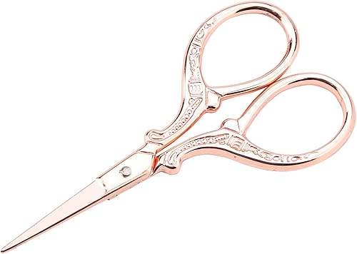 Miniatura 4 de Tijeras vintage, tijeras de punto de cruz retro europeas para costura, costura, manualidades, tela, uso diario (oro rosa)
