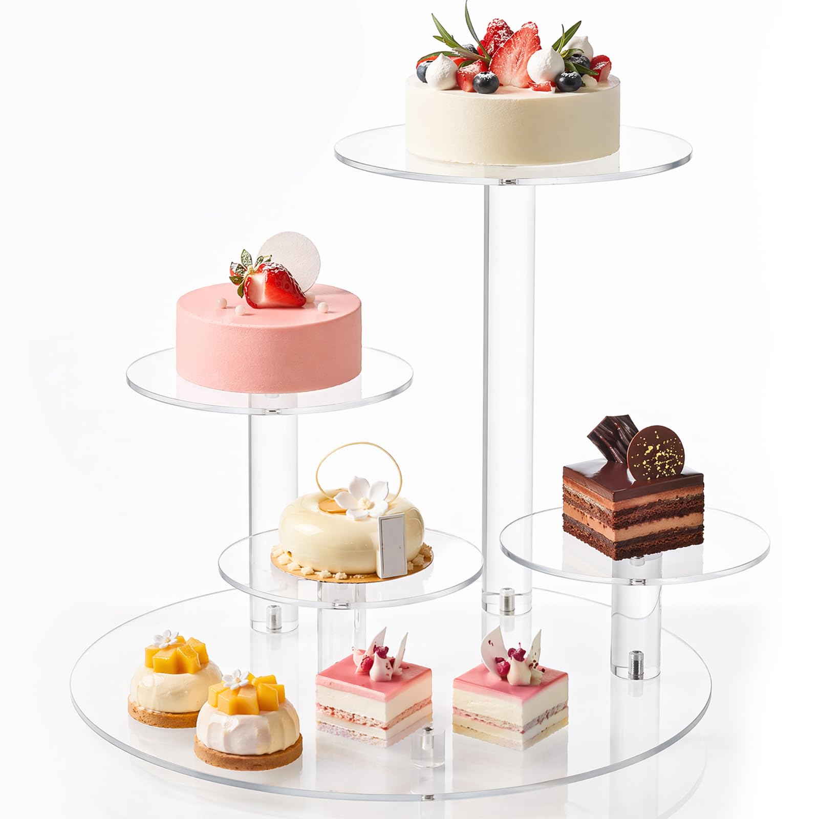 Présentoir à gâteaux 4 étages en acrylique transparent pour buffet de mariage