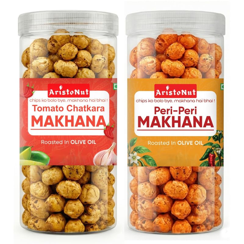 AristoNut Roasted Makhana Combo Pack (180g) | Tomato Chatkara & Peri Peri | Olive Oil Roasted Fox Nuts | Healthy Ready-to-Eat Snack-image-39