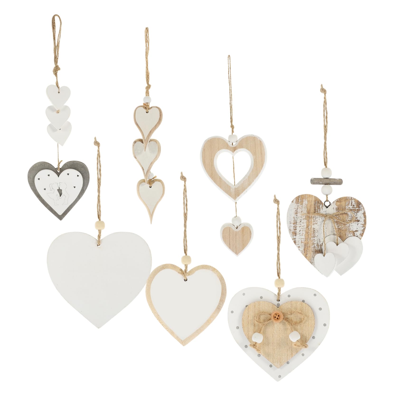 3sets Ornamenti Legno Forma Di Cuore Per Decorazioni Romantiche Pendant Da Appendere Per Matrimonio e Per Decorazioni Natalizie e Festive Casa