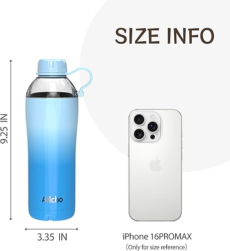 Miniatura 2 de Botella de agua aislada para mujer, botellas de agua de acero inoxidable de 18 onzas, doble pared, 2 tapas (vaso y vaso), hidrata y cafeína, regalos