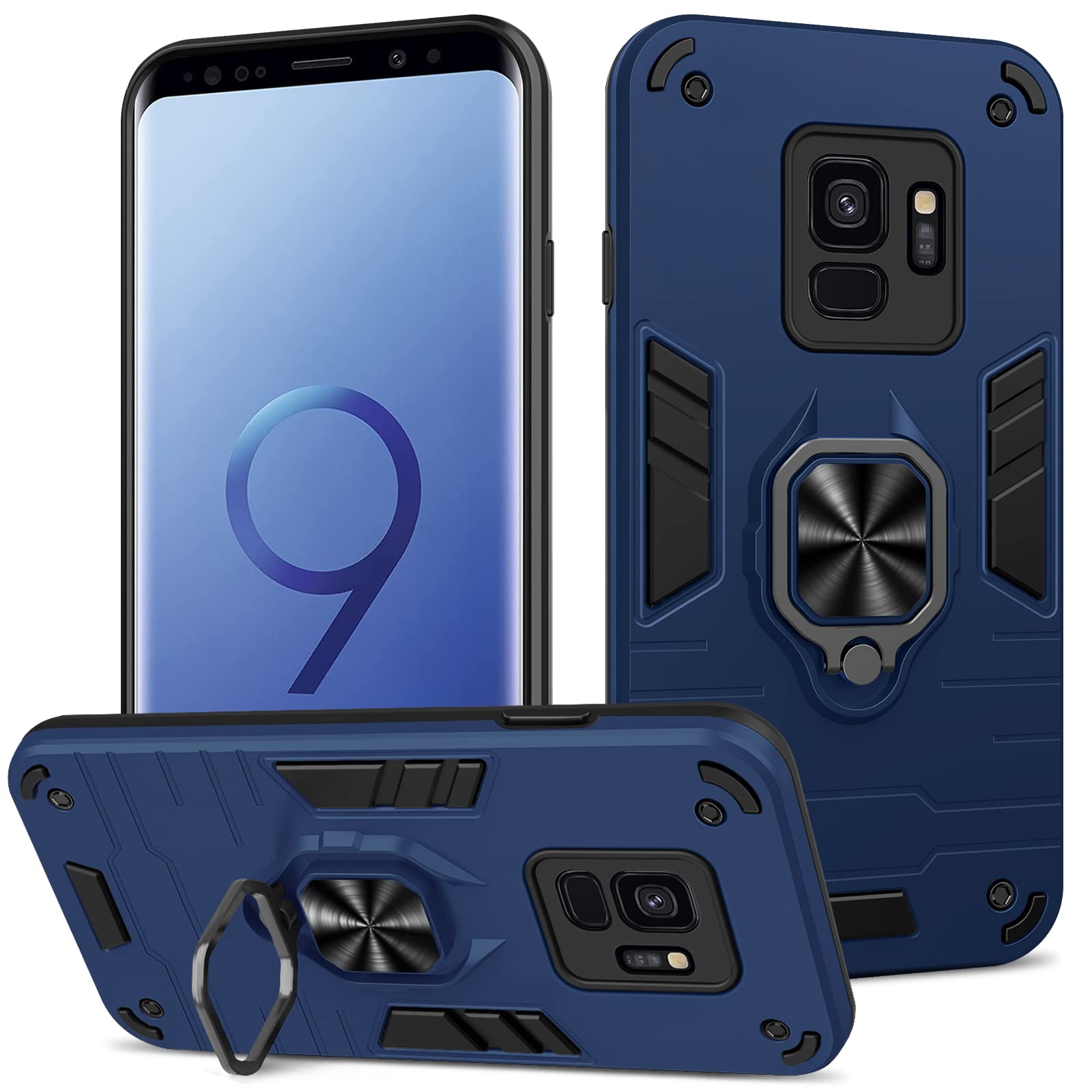 Funda para Samsung Galaxy A13 4G con Cristal Templado Protector Pantalla, Carcasa Antigolpes con Soporte anular metálico, Case Protectora de Grado Militar, Negro — view 221