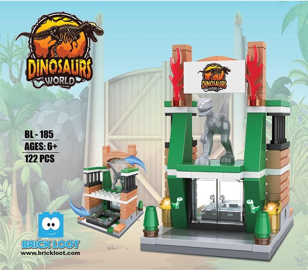 Brick Loot Mini City Dinosaur Museum Building Set, 136-Piece Fossil Display image 3