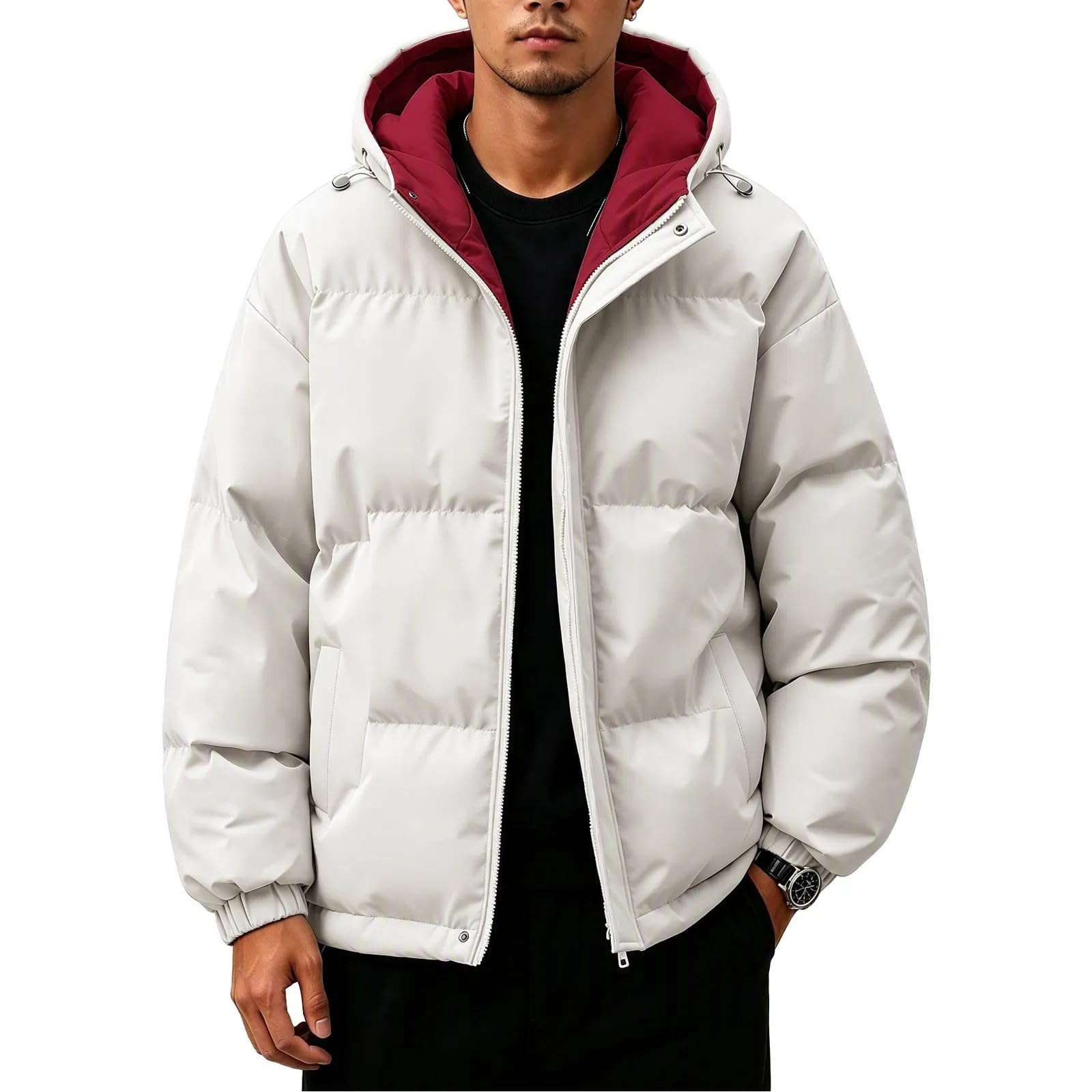Winterjacke Herren Daunenjacke Steppjacke mit Kapuze Wärme Puffer Jacke