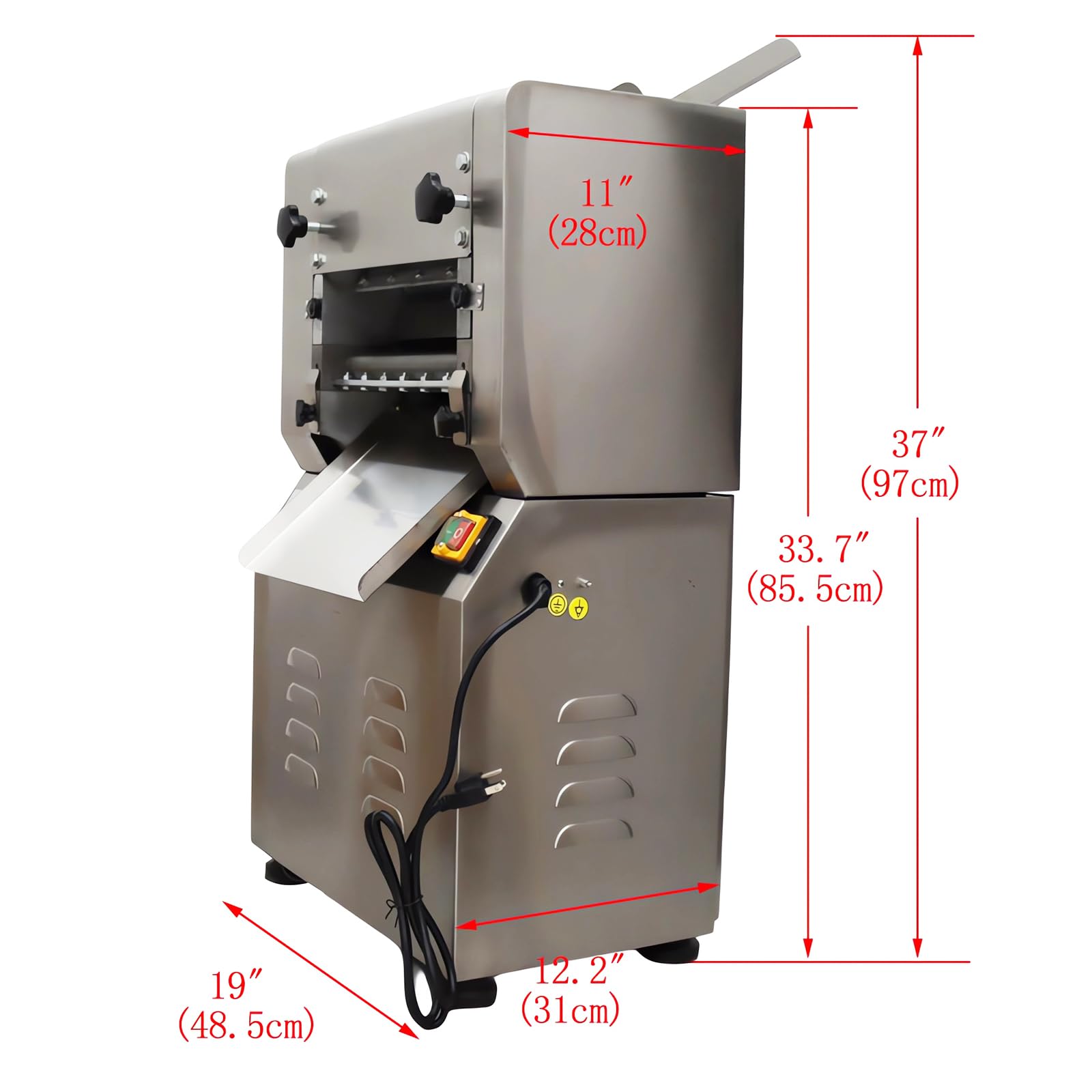 Banfluxion Commercial Dough Roller Machine Electric Noodles Maker 2.2KW Noodles Cutter with 1.5mm and 3mm Blades, 110V, 11.4inch Roller