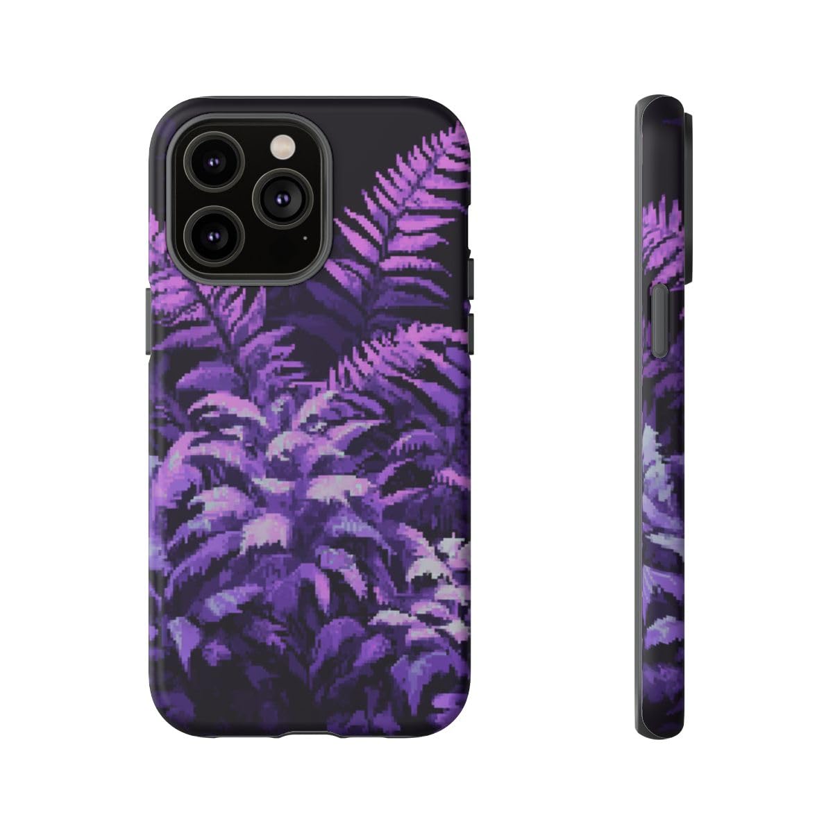 Coque iPhone 14 Pro Max rigide mate violette Pixel Art