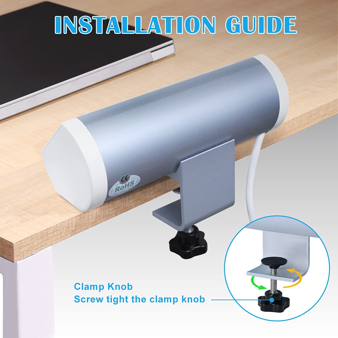 Haylink Desk Clamp Plug Socket, 3 Way Extension Lead Aluminium Alloy