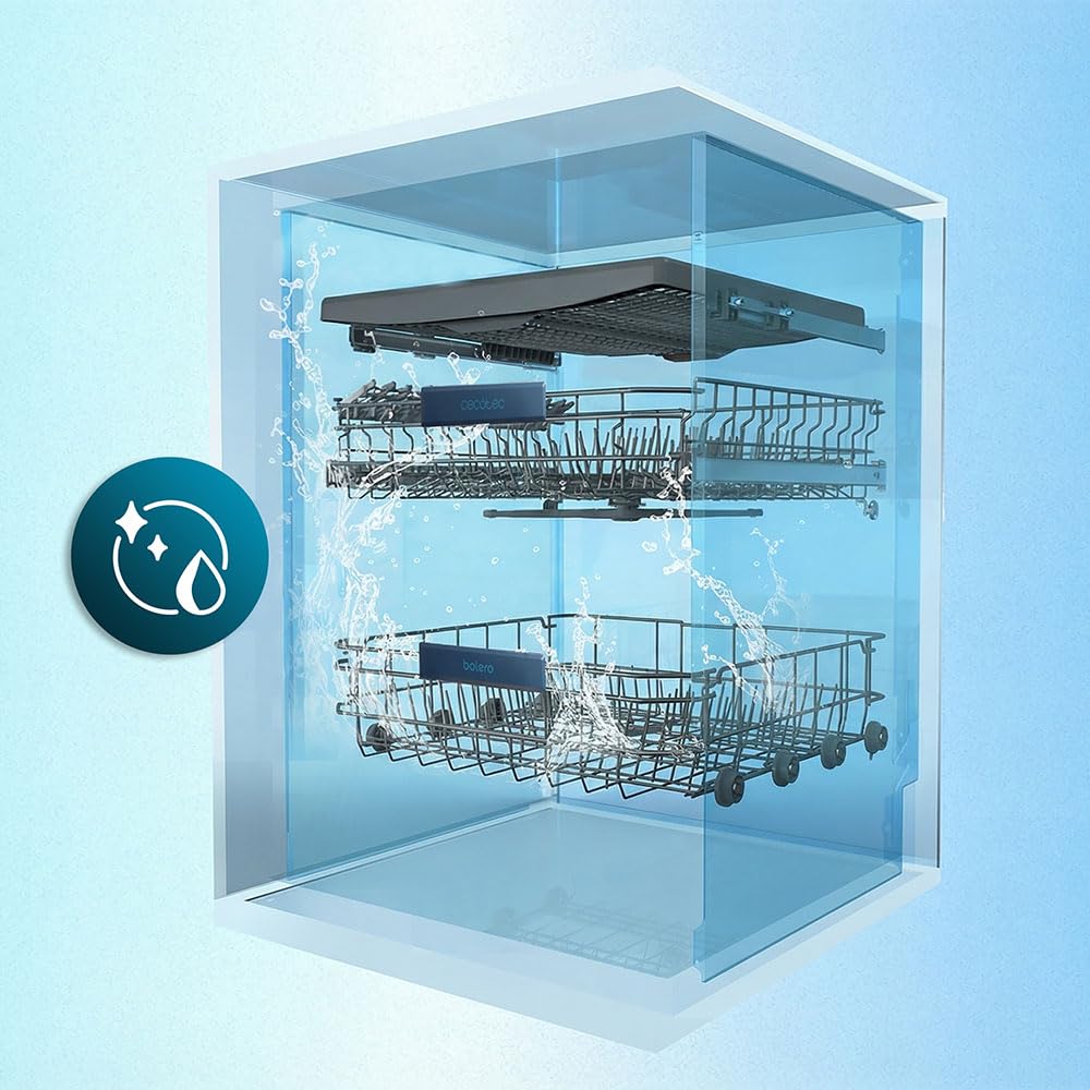Cecotec Lavastoviglie da Incasso 45 cm Bolero Aguazero 4270 Full-BI. 11 Coperti, 6 Programmi, Classe D, Inverter Plus Duo, Pannello Touch, FloorView Light, Super Dry, Half Load, Save+, AutoClean