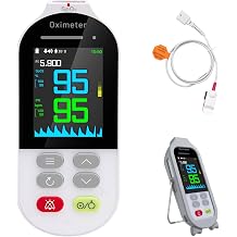 Pulse Oximeter for Small Fingers for - Continuous Oxygen & Heart Rate Monitor with Adjustable SpO2-Handheld Pulse Oximeter with Real-Time Alarm