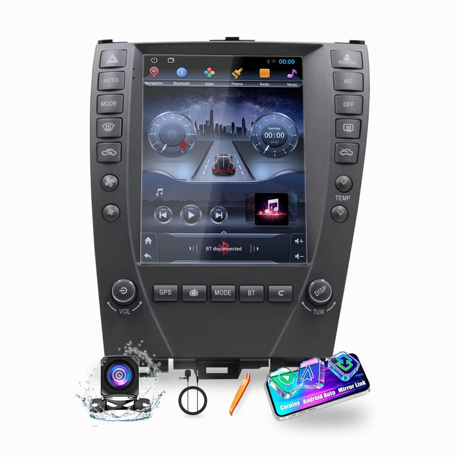 Photo 1 of for Lexus ES ES240 ES350 2007-2012 Tesla Style Car CarPlay Android Auto Navigation Stereo GPS Radio Camera 9.7" IPS Touchscreen Headunit Tablet Media Player, if Applicable Quad Core 2G+64G