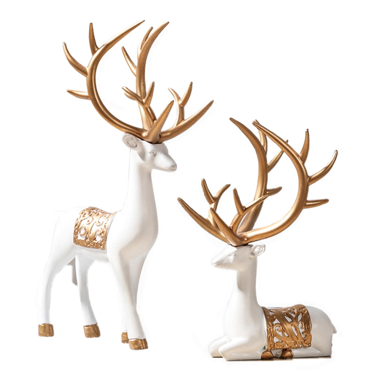 HooySprs Creative Christmas Reindeer Decorative Statue for Fireplace Windowsill Bedroom Shelf Home Living Room Office Decoration.
