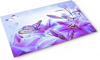 Front Door Mat, Purple Butterfly Door Mat, Low Profile Non-Slip Floor Mats 18x30in, Absorbent Welcome Mat for Indoor Entrance, Entry, High Traffic Area