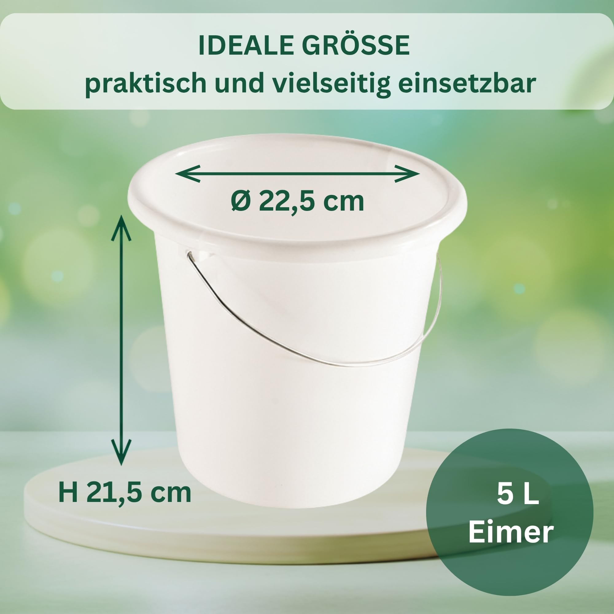 Novaliv Lot de 20 seaux de 5 l - Blanc avec graduation dimensionnelle - Seau de nettoyage 5 litres ? 22,5 cm - Pratique et polyvalent avec graduation pour la maison et le jardin - Idéal comme seau