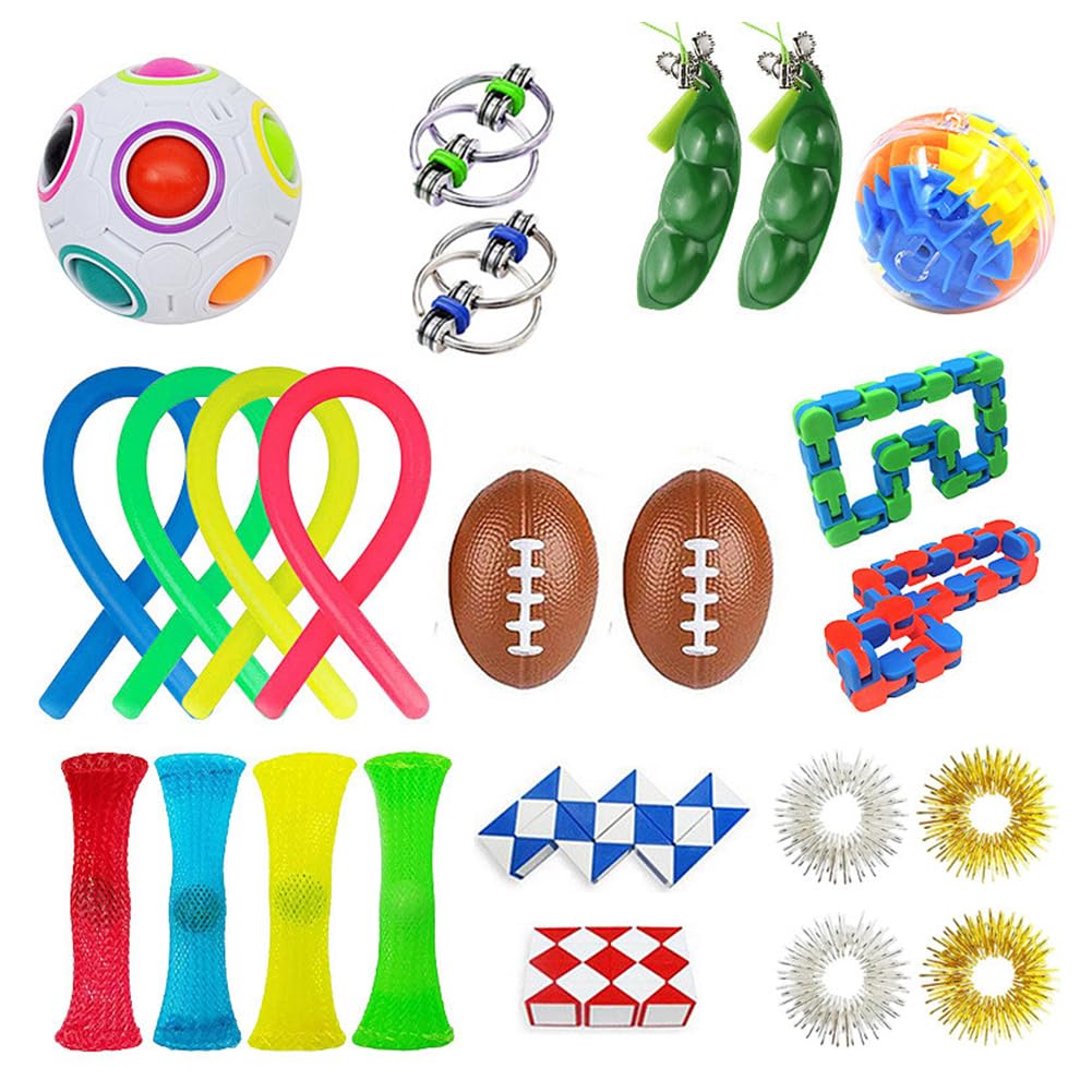 Sensory Fidget Toys Pack With Box ,24pcs Fidget Sensory Toys Set, Stress Relief & Anxiety Toys, for ADHD, Autism, Party Favors & Classroom Prizes for Boys Girls Children -D — image 1