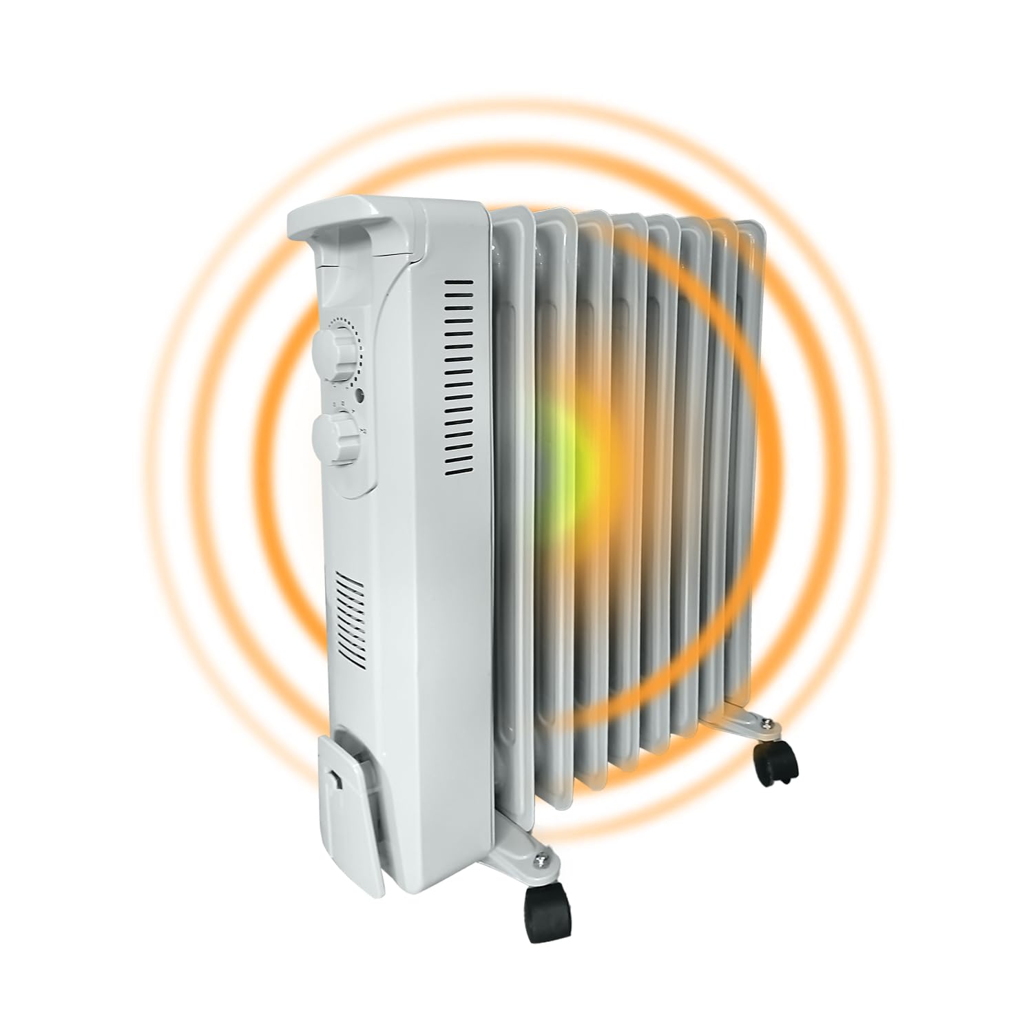 Oil Filled Radiator, Storage Heater Electric Fan Heater Radiator Fans for Home with Adjustable Thermostat Use With Over-Heat Protection 3 Heat Settings 600W-2500W (White-9Fin-20sqm) — image 1