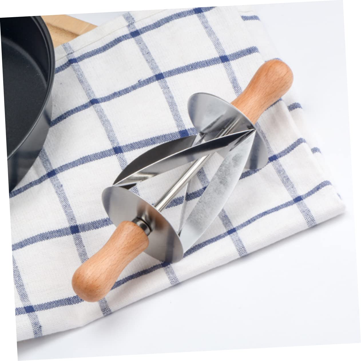 UPKOCH Coupe-croissants Rouleau à Pâtisserie en Acier Inoxydable Manche en Bois Facile Confortable à Tenir, 2 Pièces pour Cuisson et Pâtisserie