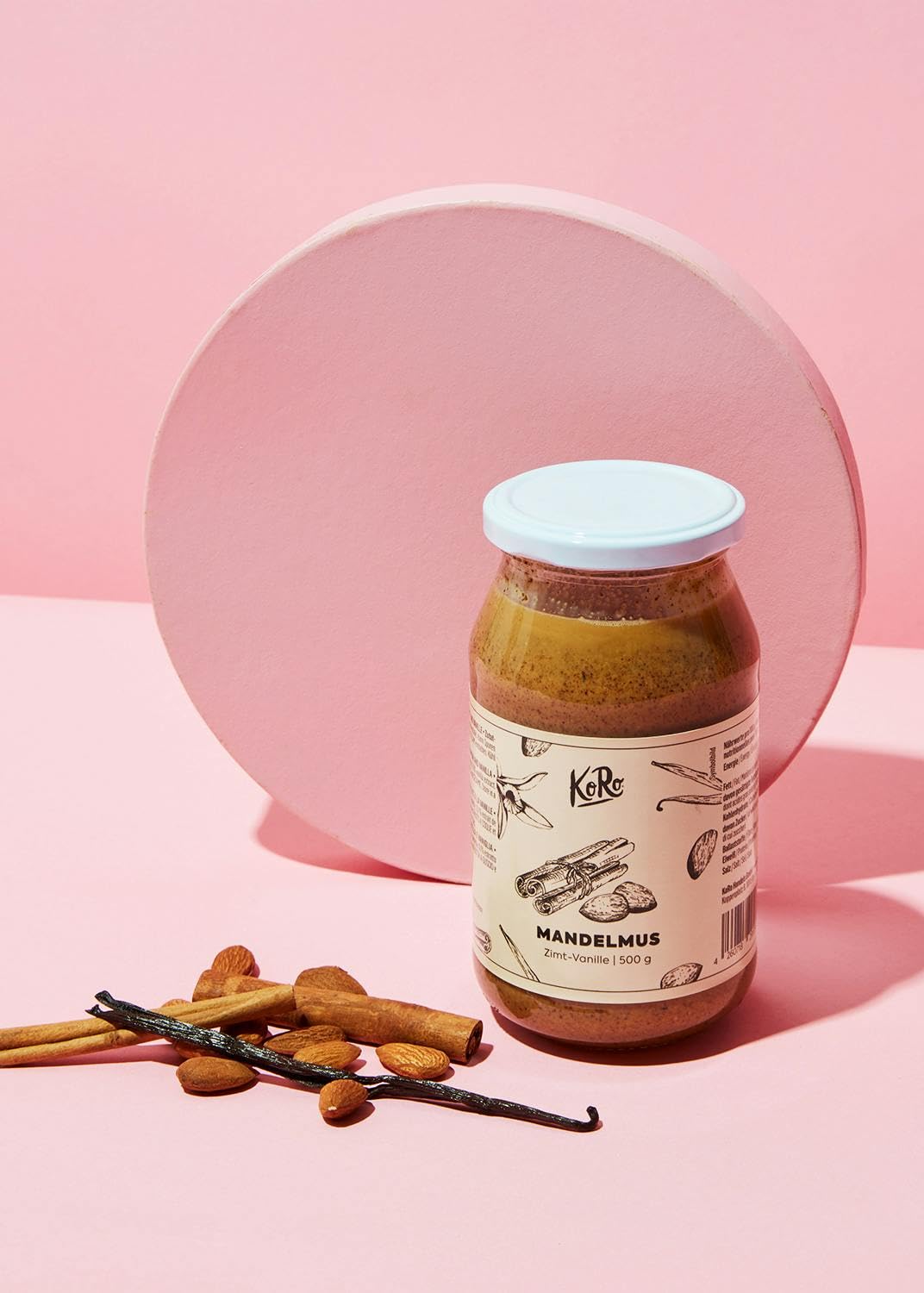 KoRo - Mandelmus Zimt-Vanille 500 g - Zum Backen & Co.- Creamy Mixgenuss aus Vanille mit Zimt - Veganer Aufstrich