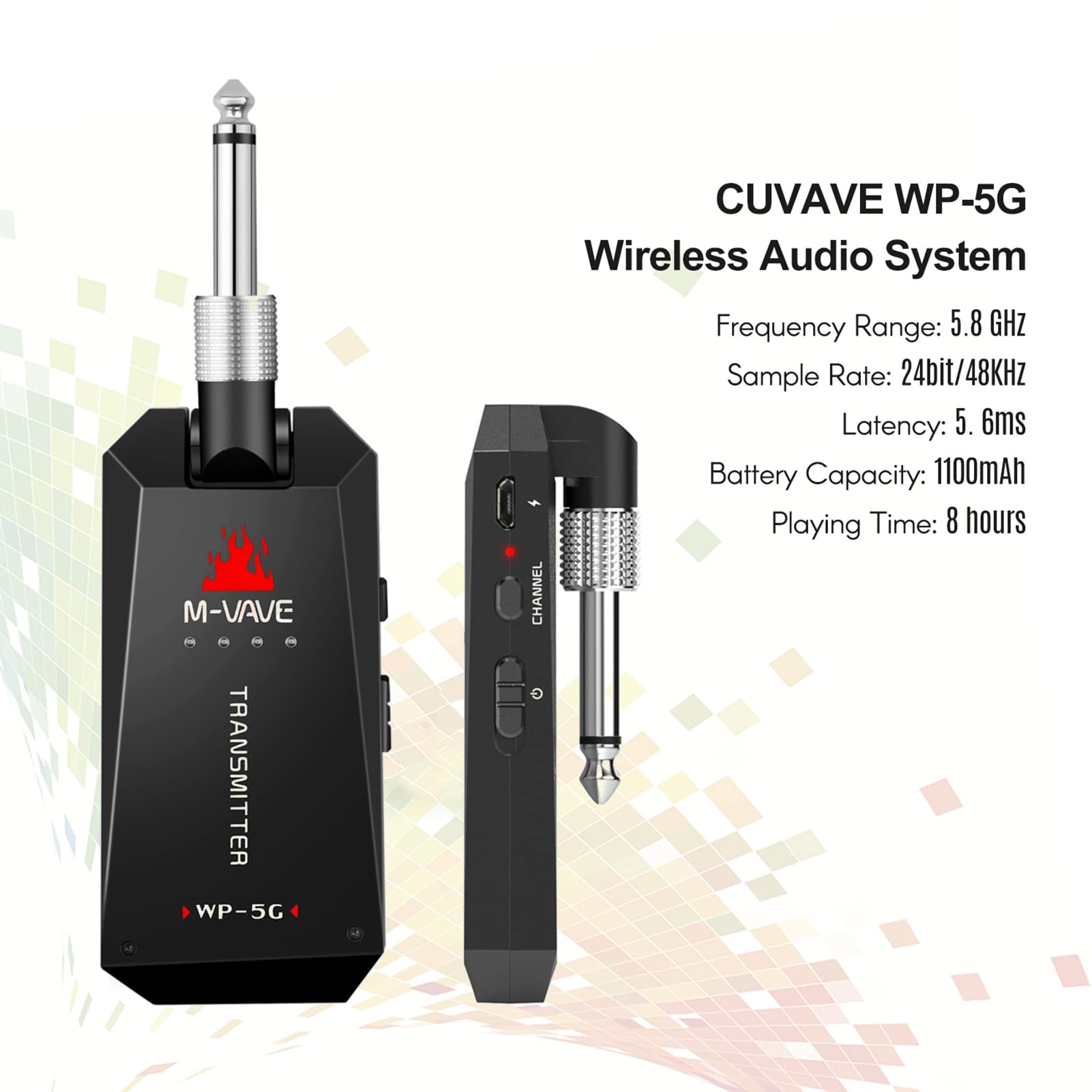 Btuty M-VAVE WP-5G Bezprzewodowy system gitarowy 5.8g Nadajnik i odbiornik audio Akumulator pasmo Ism do akcesoriów wzmacniacz basowy