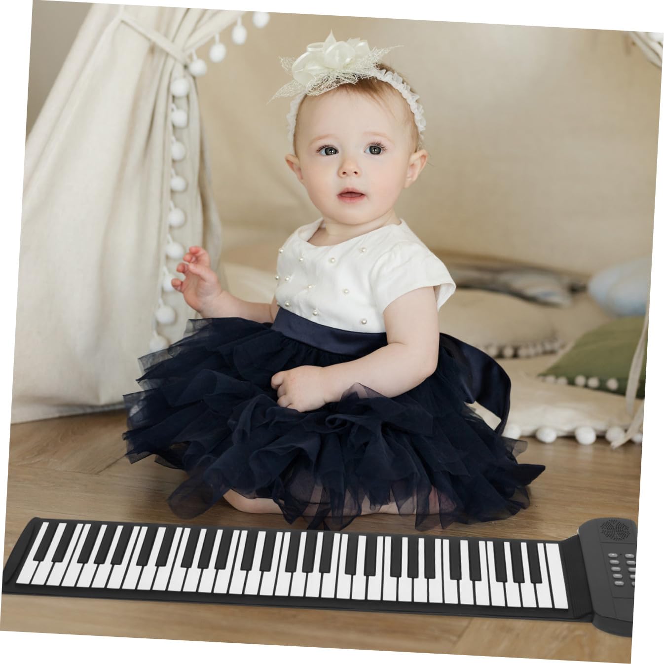 Didiseaon Pianoforte Elettronico Pieghevole Portatile 61 Tasti Altoparlante Integrato e Jack Cuffie, Tastiera Digitale Alimentazione a Batteria 1000 Mah Per Studio e Musica Ovunque