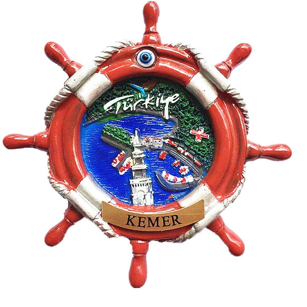 Kemer Calamita 3D Per Frigorifero - Forma Di Barca E Tartaruga, Souvenir Turchia, 9x7 Cm - 3
