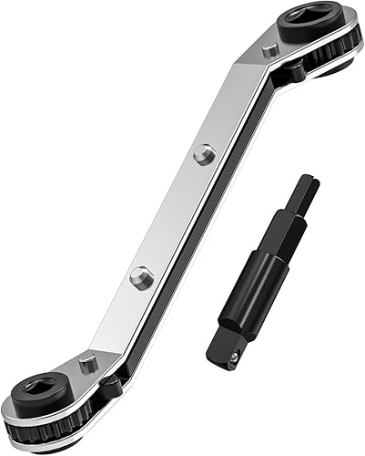 Miniatura 4 de Llave de servicio HVAC, llave curvada de trinquete de refrigeración de 38 pulgadas 14 pulgadas 516 pulgadas 316 pulgadas con adaptador de broca