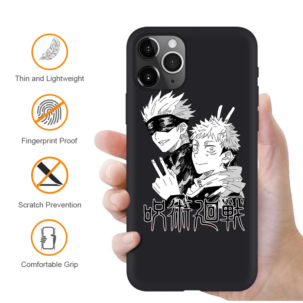 Eouine 2er-Pack IPhone 12/12 Pro Hüllen – Anime Design (Gojo Satoru & Itadori Yuji), Mattschwarz