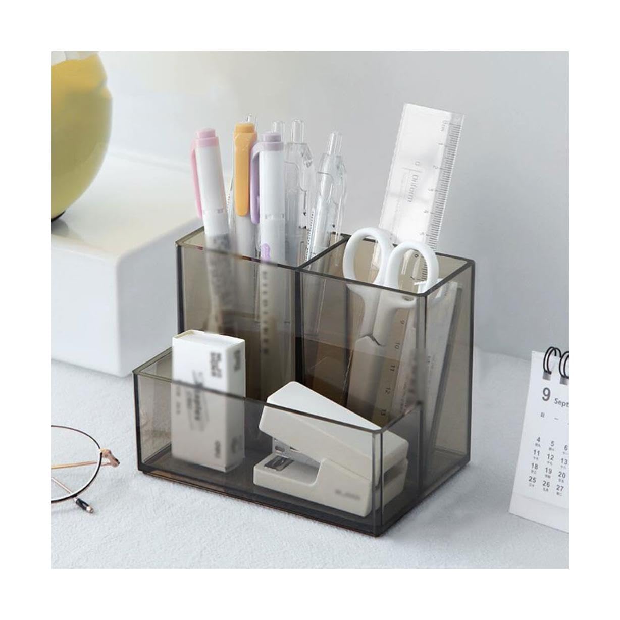 SMDLG Washable Countertop pen holder plastic stationery pen stand large-capacity office storage box transparent organizer Practical