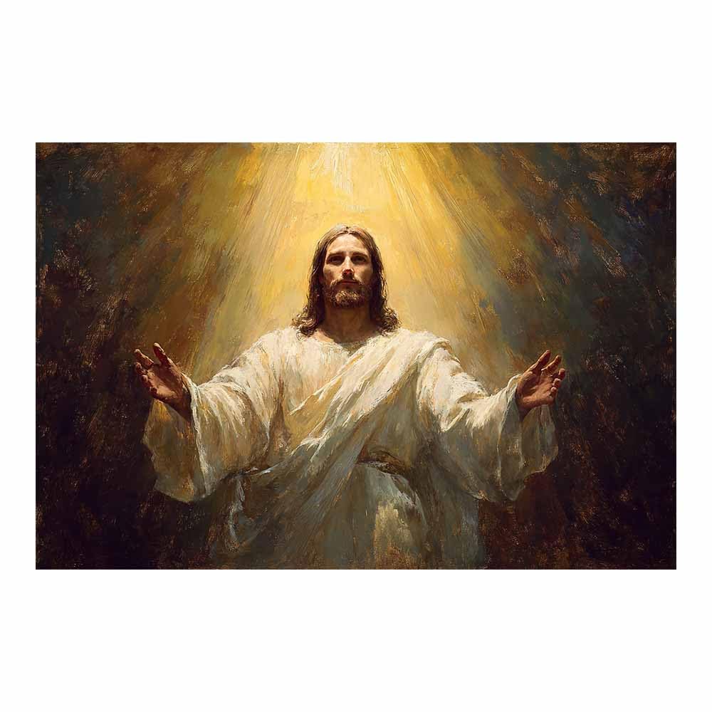 ZAMAEIU Jesus Art Pictures Posters Prints Thinking in thes woods Religious Paintings, Wall Decor for Church,Prayer Room,Christians, Schools, Hospitals(white)-20x30cm Unframed